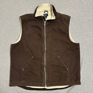 Cold‎ Storage Canvas Workwear Vest Fleece Lined Zip Up Brown Mens Size XL